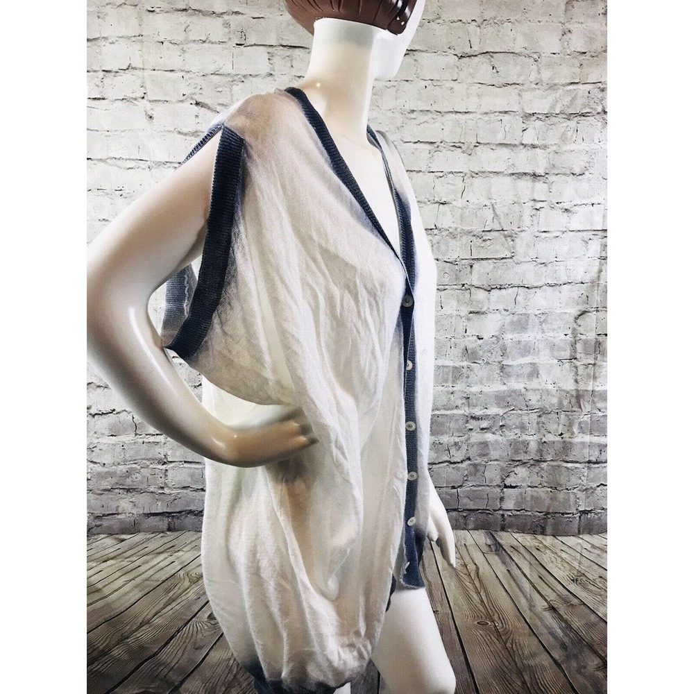 BCBGeneration White Midnight Blue Accent Sleeveless Soft Sweater Vest Size M/L